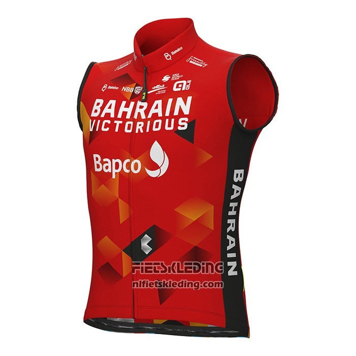 2022 Windvest Bahrain Victorious Rood Korte Mouwen en Koersbroek